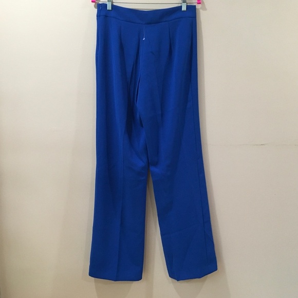 ZARA Womens M Straight Leg Pants TROUSERS Royal Blue Hi Rise Classic New 2515 - Picture 4 of 7